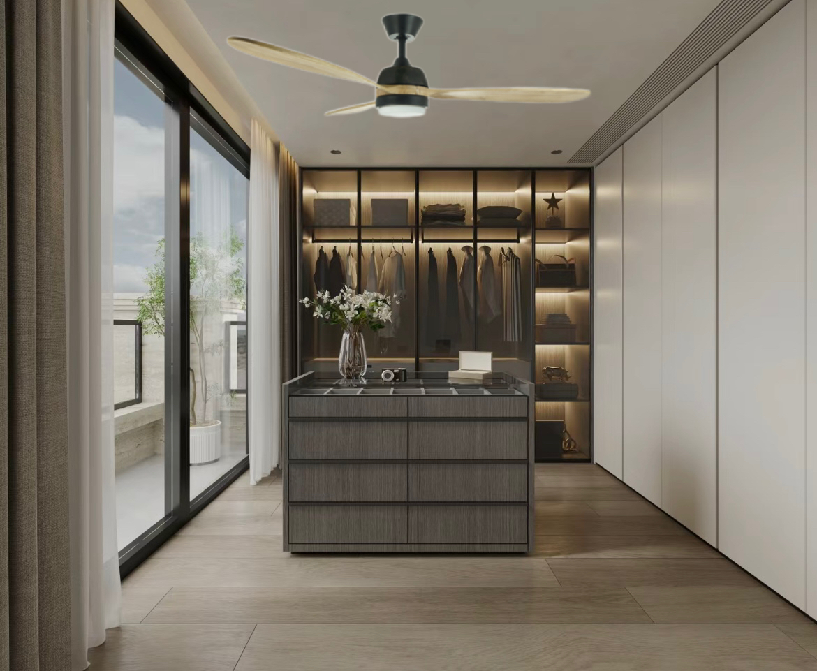 ventilador de techo de madera maciza con luz